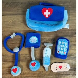 Baby Ganz My First Doctors Bag Blue Plush Medical Kit Playset 6 Piece Set